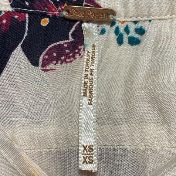 Free People Long Sleeve Off White Purple Floral Tuscan Dreams Tunic - Picture 7 of 9